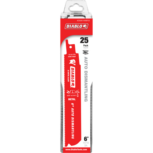 Lame de scie alternative autod&eacute;montage, Bim&eacute;tal, 14-18 Dents par pouce, 6" lo x 1" la Ontario Packaging