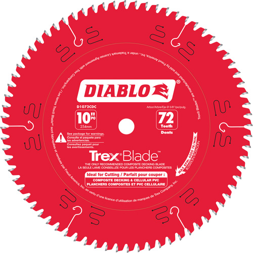 Lame de scie &agrave; d&eacute;couper Trex Blade, 10", 72 dents, Pour Plastique/Plastique Ontario Packaging