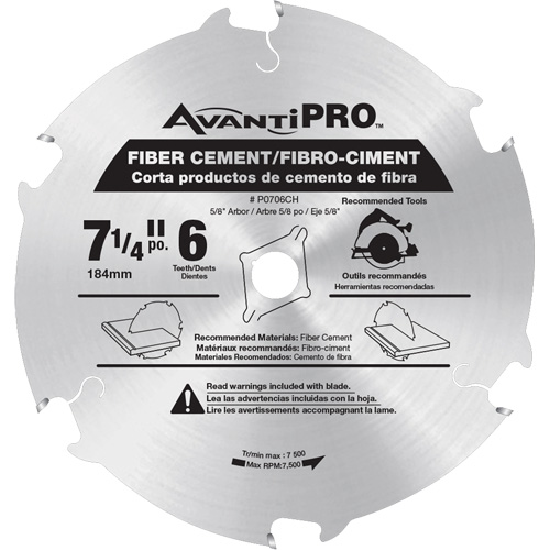 Lame de scie AvantiPro, 7-1/4", 6 dents, Pour B&eacute;ton de fibre Ontario Packaging