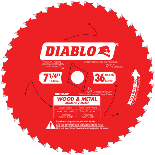 Lame de scie Cermet II Steel Demon, 7-1/4", 36 dents, Pour M&eacute;tal Ontario Packaging