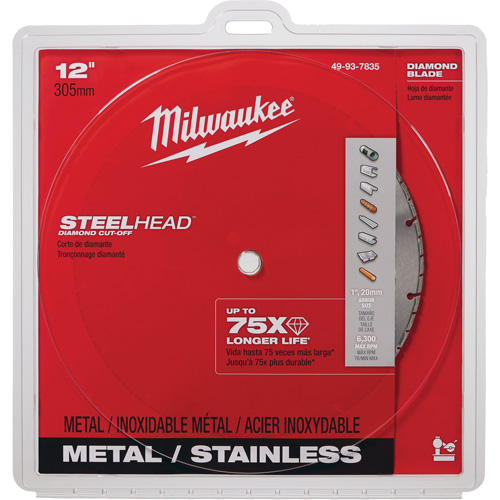Lame &agrave; tronçonner au diamant Steelhead, 12", Pour M&eacute;tal Ontario Packaging