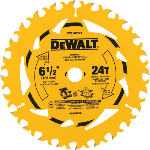 Carbide-Tipped Framing Circular Saw Blade, 6-1/2", 24 Teeth, Wood Use Ontario Packaging