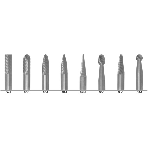 1855 Double Cut Carbide Burr Set, 8 Pieces Ontario Packaging