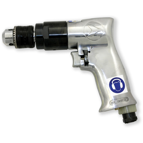 ADX380R Air Drill Rev, 4 CFM, 1/4" NPT, 86.8 dBA, 3/8" Chuck, Keyed Ontario Packaging