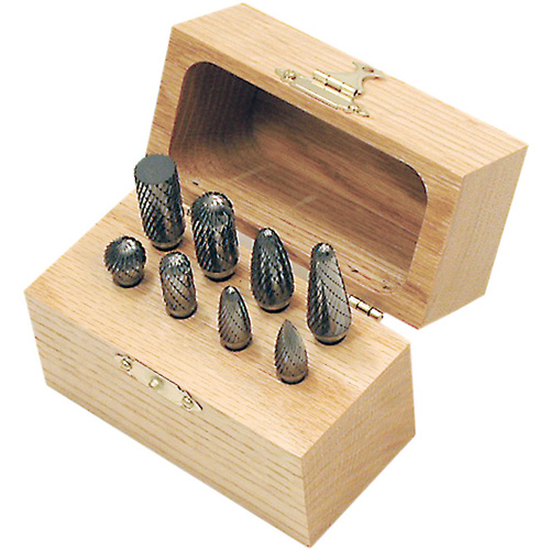 CBK-8 Carbide Bur Set in Wooden Box, 8 Pieces Ontario Packaging