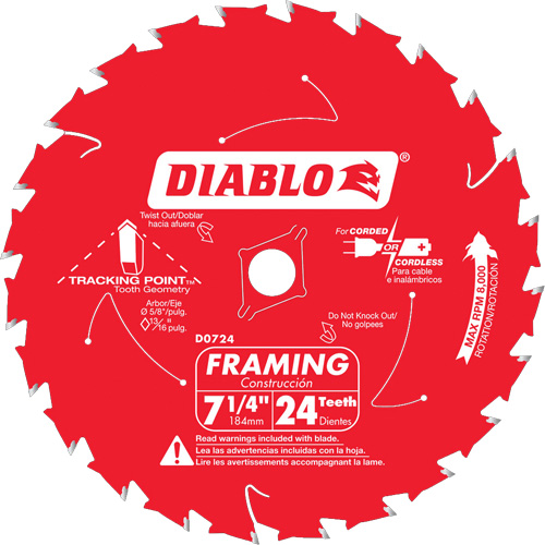 Lame de scie &agrave; charpente, 7-1/4", 24 dents, Pour Bois Ontario Packaging