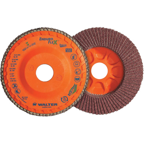 Enduro-Flex Stainless Flap Disc, 4-1/2" x 7/8", Type 27, 120 Grit, Zirconia Alumina Ontario Packaging