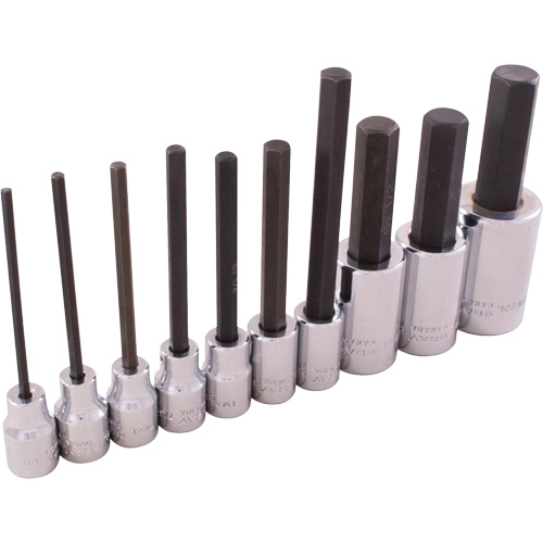 SAE Hex Head Socket Set, Hex, 1/2"/3/8" Drive, 10 Pcs Ontario Packaging