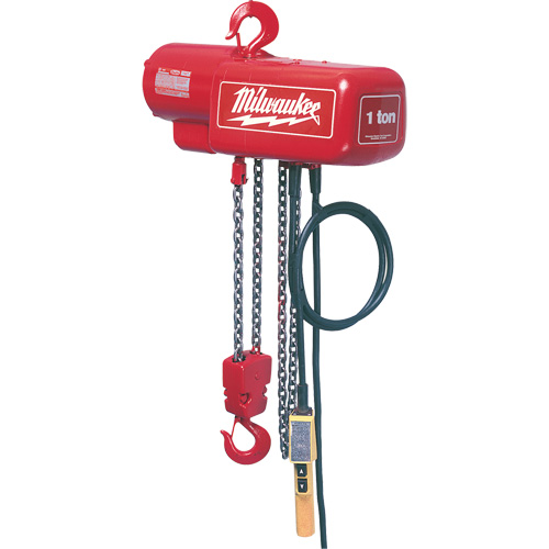 Electric Chain Hoist, 10' Lift, 2000 lbs. (1 tons) Capacity, 16 FPM Ontario Packaging