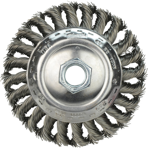 Bevel Knot Brush, 4" Dia., 0.023" Fill, 5/8"-11 Arbor Ontario Packaging
