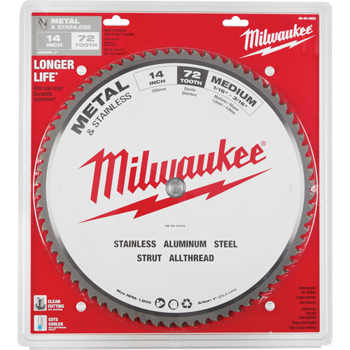 Lames de scie circulaire Endurance, 14", 72 dents, Pour M&eacute;tal Ontario Packaging