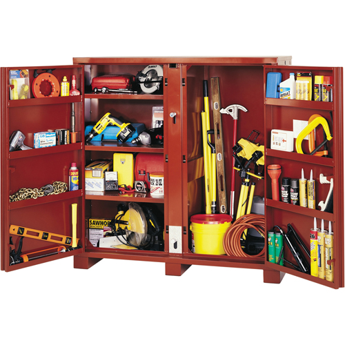 Jobsite Shelf Cabinet, Steel, 47.5 Cubic Feet, Red Ontario Packaging