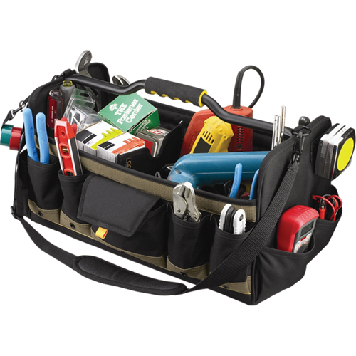 Sacs &agrave; outils souples &agrave; dessus ouvert de 20", Polyester, 27 pochettes, Noir Ontario Packaging