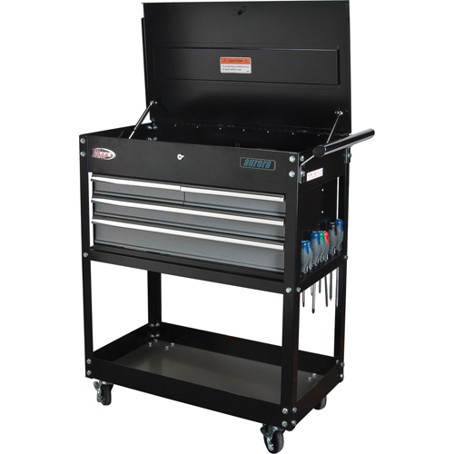 Chariot utilitaire, 4 tiroirs, 18" lo x 33" la x 39" h, Noir Ontario Packaging