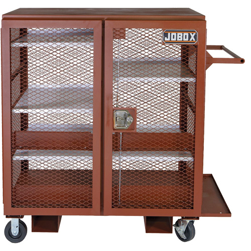 Mobile Mesh Cabinet, Steel, 37 Cubic Feet, Red Ontario Packaging