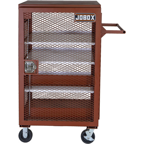 Mobile Mesh Cabinet, Steel, 22 Cubic Feet, Red Ontario Packaging