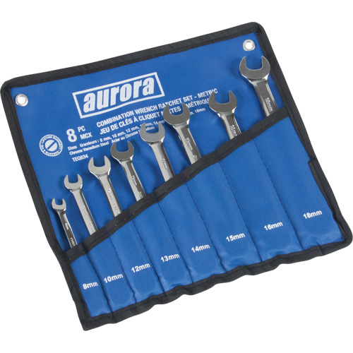 Fixed Head Wrench Set, Combination, 8 Pieces, Metric Ontario Packaging
