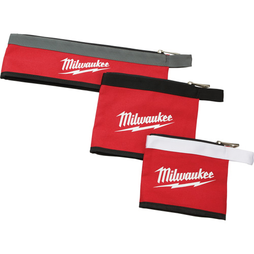 Multi-Size Zipper Pouches - Set of 3, Canvas, 3 Pockets, Black/Red Ontario Packaging