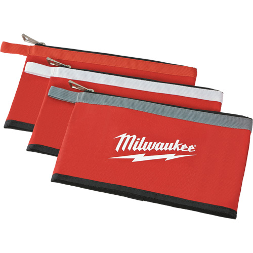 Coloured Zippered Pouches - Set of 3, Canvas, 3 Pockets, Black/Red Ontario Packaging