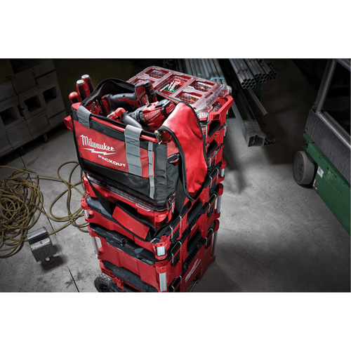 Packout Tool Bag, Ballistic Nylon, 8 Pockets, Black/Red Ontario Packaging