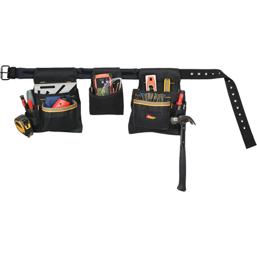 Deluxe Tool Belt Combo, Polyester, Black Ontario Packaging