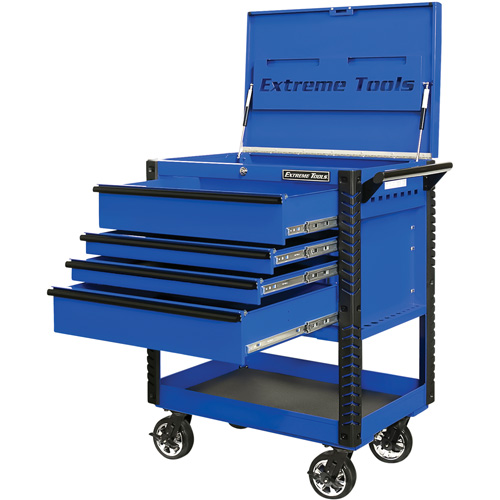 EX Deluxe Series Tool Cart, 4 Drawers, 22-7/8" L x 33" W x 44-1/4" H, Blue Ontario Packaging