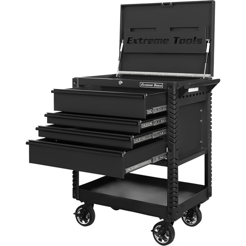 EX Deluxe Series Tool Cart, 4 Drawers, 22-7/8" L x 33" W x 44-1/4" H, Black Ontario Packaging