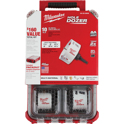 Packout Hole Dozer Hole Saw Kit, 10 Pieces Ontario Packaging