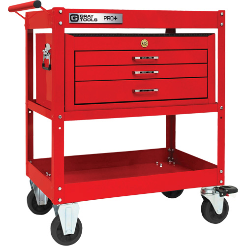 PRO+ Series Heavy-Duty Utility Cart with Intermediate Chest, 2 Tiers, 30-1/5" x 38-1/3" x 19-1/2" Ontario Packaging