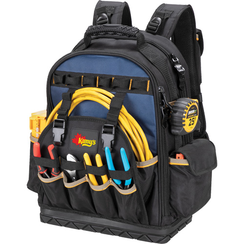 Molded Base Tool Backpack, 18" L x 13" W, Black/Blue, Ballistic/Polyester Ontario Packaging