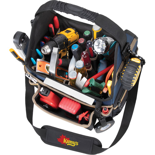 Porte-outils &eacute;lectrique/CHVAC &agrave; base moul&eacute;e, Polyester balistique, 20 pochettes, Noir/Bleu Ontario Packaging