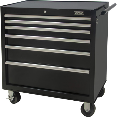 Chariot &agrave; outils industriel, 6 tiroirs, 39" la x 20-4/5" p x 38-1/2" h, Noir Ontario Packaging