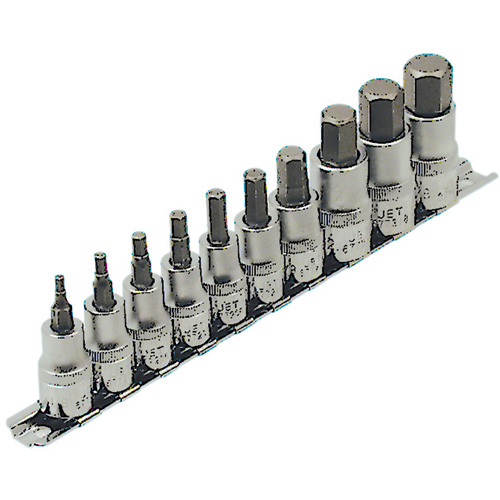 HSW3812-10 SAE Bit Socket Set, Hex, 1/2"/3/8" Drive, 10 Pcs Ontario Packaging