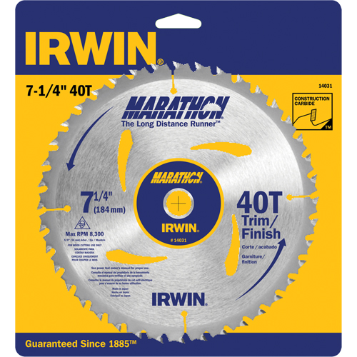 Contractor Saw Blades - Marathon&reg; Saw Blades, 7-1/4", 40 Teeth, Wood Use Ontario Packaging