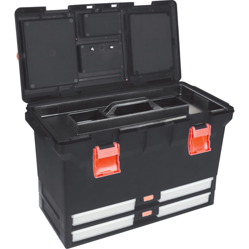 Plastic Tool Box, 22" W x 11" D x 14-1/2" H, Black Ontario Packaging