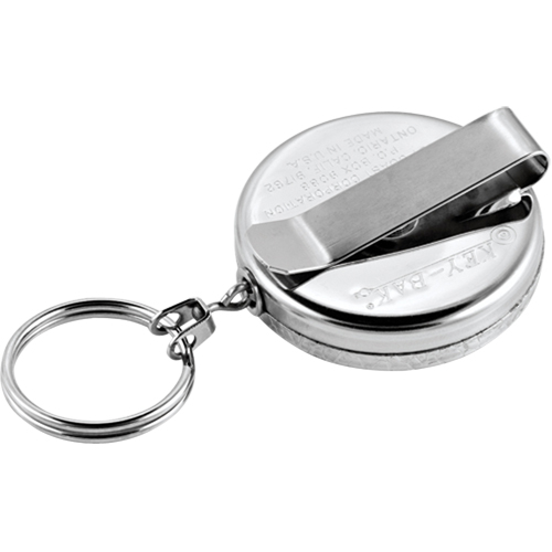 The Original Key Reel, Chrome, 24" Cable, Belt Clip Attachment Ontario Packaging