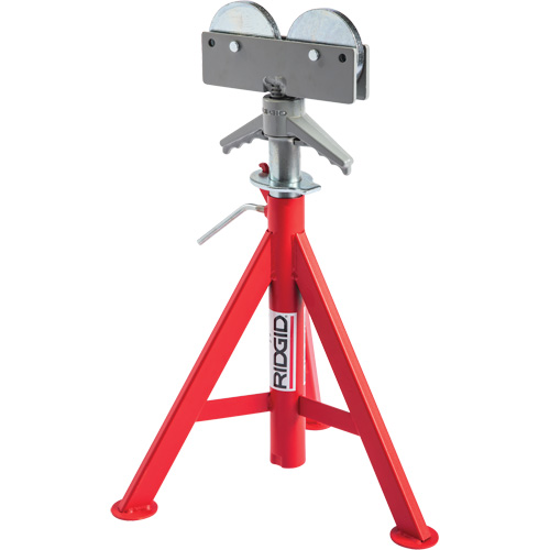 Roller Head Low Pipe Stand #RJ-98, 59-104 cm Height Adjustment, 12" Max. Pipe Capacity, 1000 lbs. Max. Weight Capacity Ontario Packaging