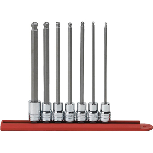 SAE Long Ball End Bit Socket Set, Hex, 3/8" Drive, 7 Pcs Ontario Packaging