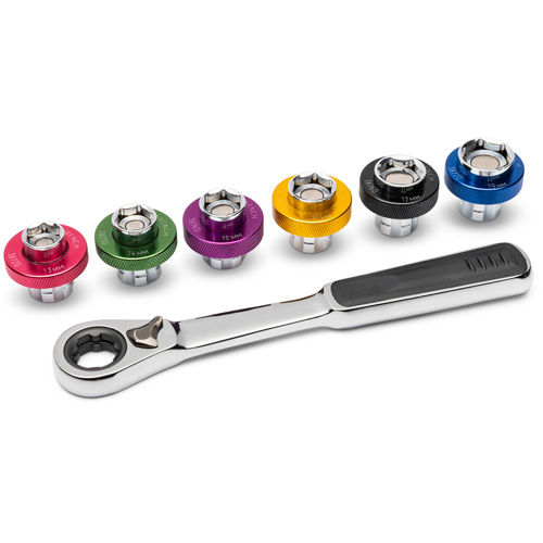 6 Point Magnetic Oil Drain Plug Metric Socket Set, 7 Pieces, 3/8" Drive Size Ontario Packaging