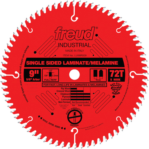Lames de scie industrielle TCS pour panneaux de particules, 9", 72 dents, Pour Stratifi&eacute; Ontario Packaging