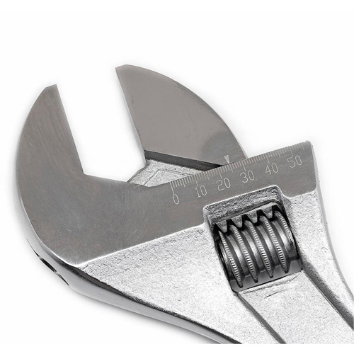 Adjustable Tapered Handle Wrench - Carded, 18" L, 2-1/16"/53 mm Max Width, Chrome/Polished Ontario Packaging
