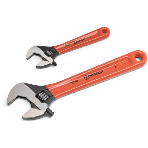 Black Oxide Wrench Set with Cushion Grips, Adjustable, 2 Pieces, Imperial and Metric Ontario Packaging