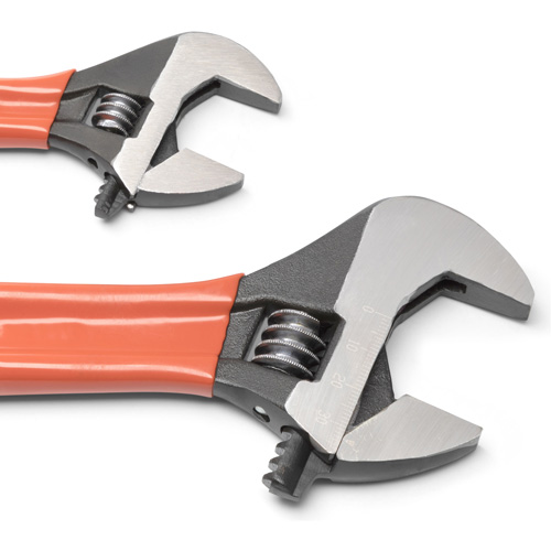 Black Oxide Wrench Set with Cushion Grips, Adjustable, 2 Pieces, Imperial and Metric Ontario Packaging