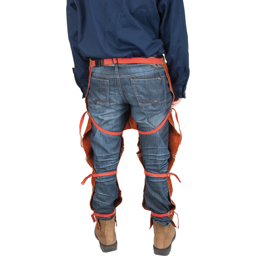 Tablier fendu aux jambes et jambi&egrave;res en cuir, 40" lo, Lava Brown Ontario Packaging