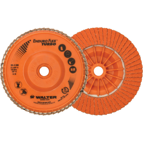 Disque &agrave; lamelles Enduro-Flex Turbo, 5" x 5/8"-11, Type 27S, Grain 80, C&eacute;ramique Ontario Packaging