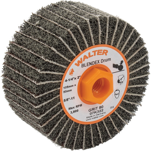 Two-In-One Finishing Drums, 4-1/4" Dia. x 2" W, 5/8"-11 Arbor, 80 Grit Ontario Packaging