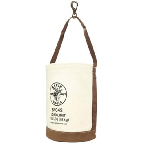 Sceau &agrave; fond en cuir, 17" h, Toile, Blanc Ontario Packaging
