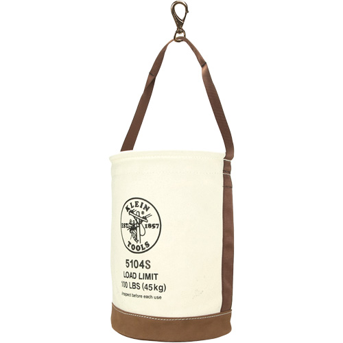 Sceau &agrave; fond en cuir, 17" h, Toile, Blanc Ontario Packaging