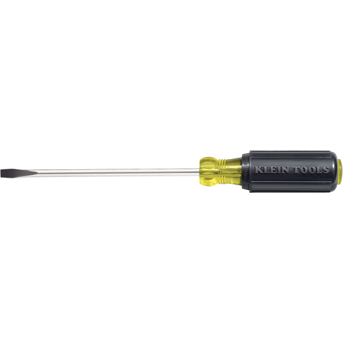 Slot Cabinet Tip Screwdriver, 1/4" Tip, Round, 10-11/32" L, Cushion Grip Handle Ontario Packaging