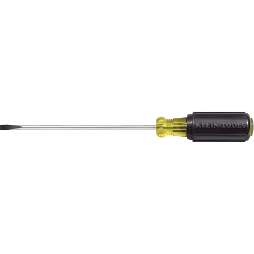Slot Cabinet Tip Screwdriver, 3/16" Tip, Round, 9-3/4" L, Cushion Grip Handle Ontario Packaging